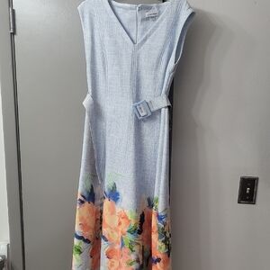 Calvin Klein Blue and White Textured Dress